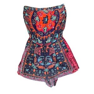 Boho, colorful Y2K Shorts Romper Strapless Summer